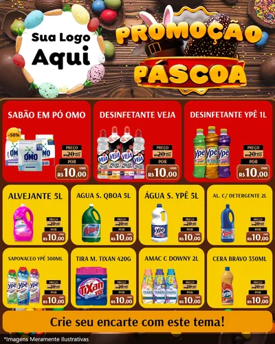 Modelo de Rede Social para Feed Instagram com o tema Promoção Páscoa para Produtos de Limpeza