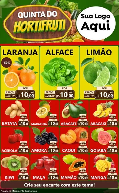 Modelo de Encarte para Encarte Grande com o tema Quinta do Hortifrúti para Hortifrúti