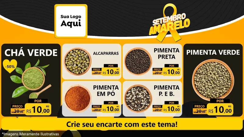 Modelo de TV para TV Horizontal com o tema Setembro Amarelo para Produtos Naturais