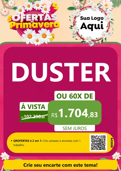 Modelo de Cartaz para Cartaz A4 Vertical com o tema Ofertas de Primavera para Concessionaria de Carros