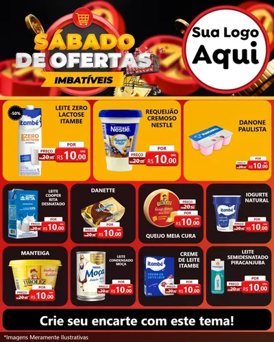 Modelo de Rede Social para Feed Instagram com o tema Sábado de Ofertas Imbatíveis para Frios e Laticínios