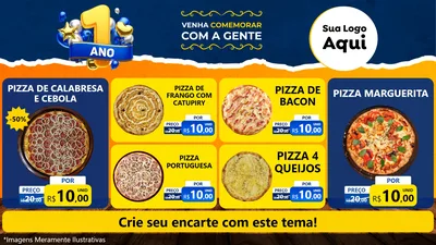 Modelo de TV para TV Horizontal com o tema Um Ano de Aniversário para Pizzaria