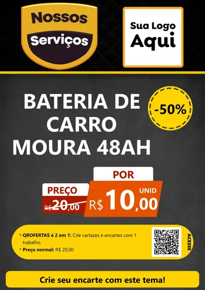 Modelo de Cartaz para Cartaz A4 Vertical com o tema Nossos Serviços para Baterias Elétricas