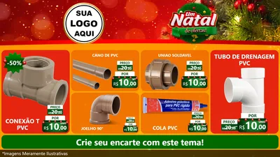 Modelo de TV para TV Horizontal com o tema Um Natal de Ofertas para Tubos e conexões
