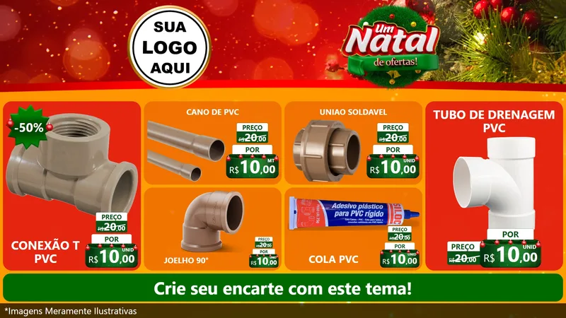 Modelo de TV para TV Horizontal com o tema Um Natal de Ofertas para Tubos e conexões
