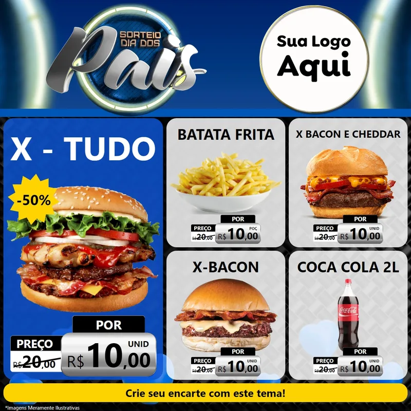 Modelo de Rede Social para Feed Facebook com o tema Sorteio Dia Dos Pais para Hamburgueria