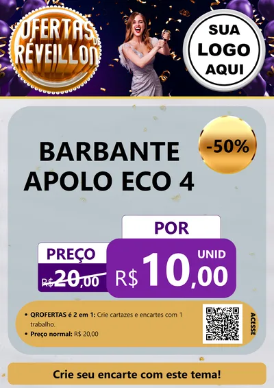 Modelo de Cartaz para Cartaz A4 Vertical com o tema Ofertas de Réveillon para Armarinho e Aviamentos