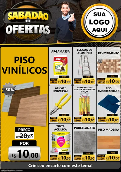 Modelo de Encarte para Encarte A4 Vertical com o tema Sabadão de Ofertas para Material para Construção