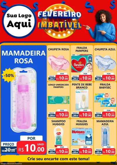 Modelo de Encarte para Encarte A4 Vertical com o tema Fevereiro Imbatível para Bebês