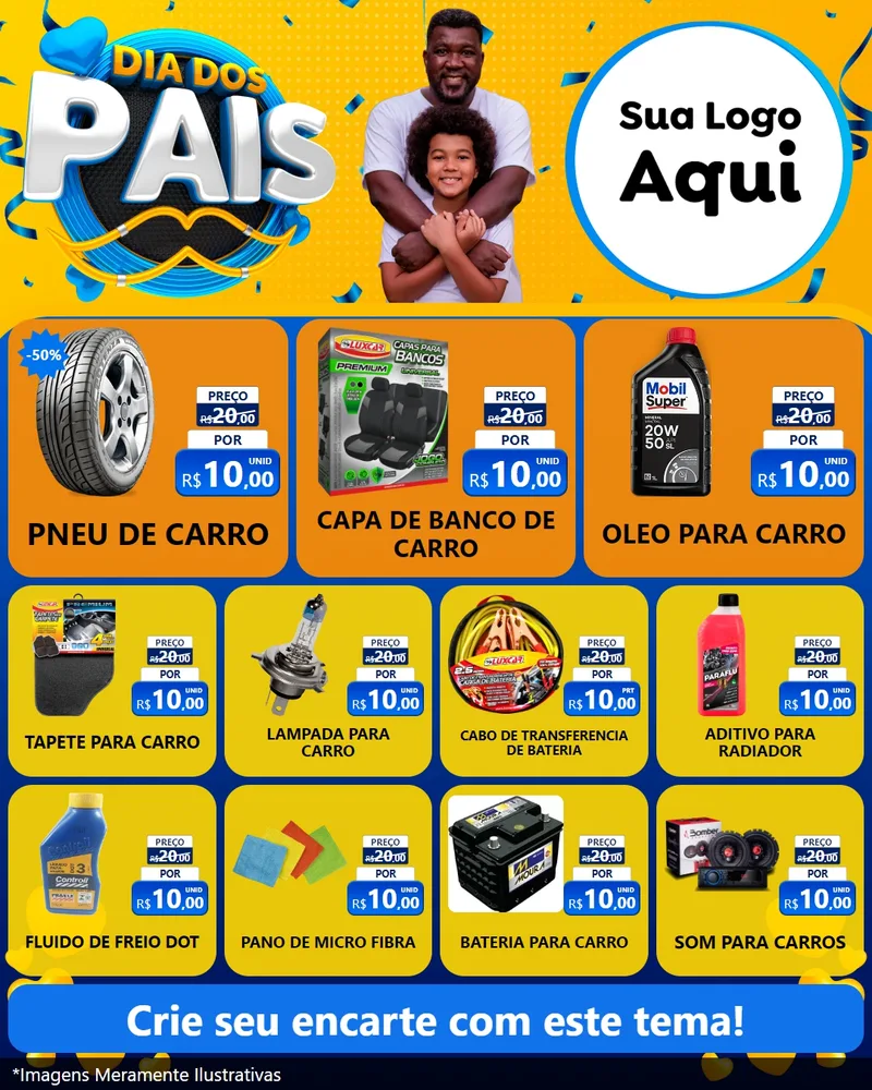 Modelo de Rede Social para Feed Instagram com o tema Dia dos Pais para Auto peças