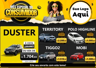 Modelo de Encarte para Encarte A4 Horizontal com o tema Mês Especial do Consumidor para Concessionaria de Carros