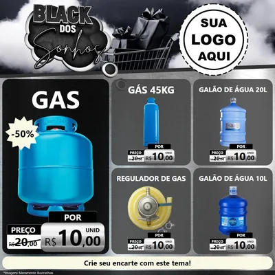Modelo de Rede Social para Feed Facebook com o tema Black dos Sonhos para Água e gás