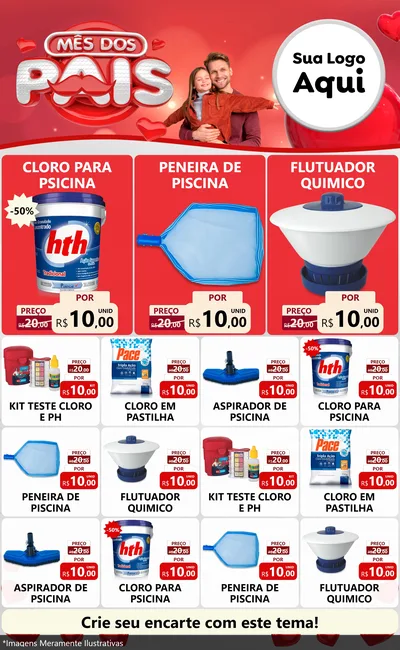 Modelo de Encarte para Encarte Grande com o tema Mês dos Pais para Produtos para Piscina