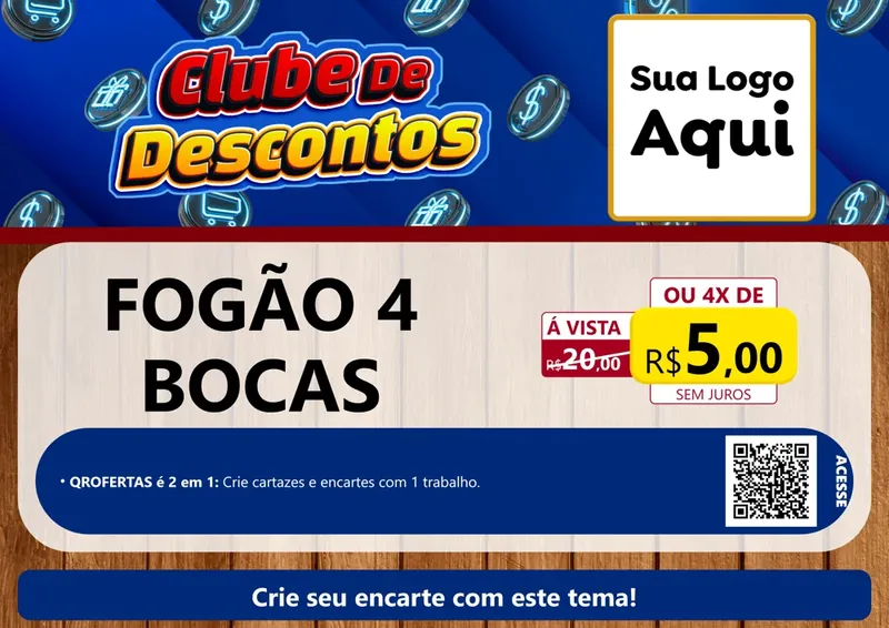 Modelo de Cartaz para Cartaz A4 Horizontal com o tema Clube de Descontos para Móveis e Eletro