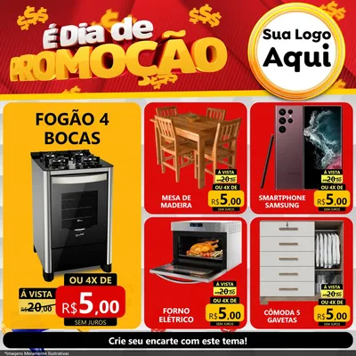 Modelo de Rede Social para Feed Facebook com o tema É Dia De Promoção para Móveis e Eletro
