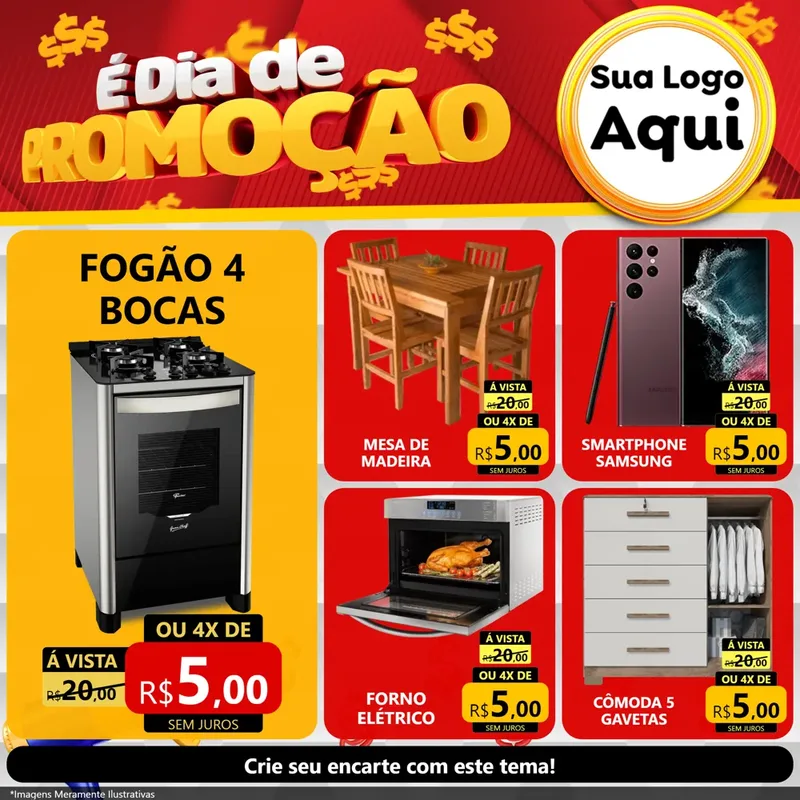 Modelo de Rede Social para Feed Facebook com o tema É Dia De Promoção para Móveis e Eletro