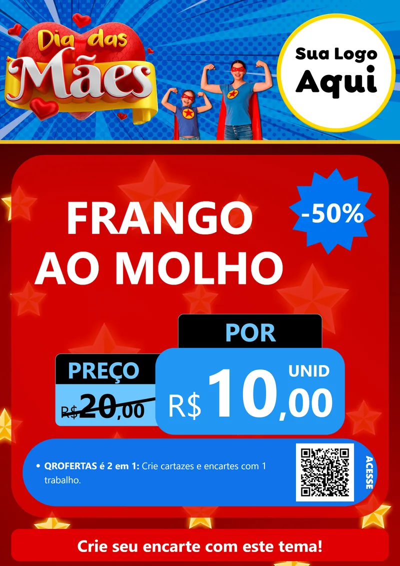 Modelo de Cartaz para Cartaz A4 Vertical com o tema Dia das Mães para Restaurante