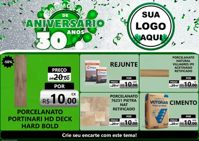 Modelo de Encarte para Encarte A4 Horizontal com o tema Promoção de Aniversário - 30 Anos para Pisos e revestimentos