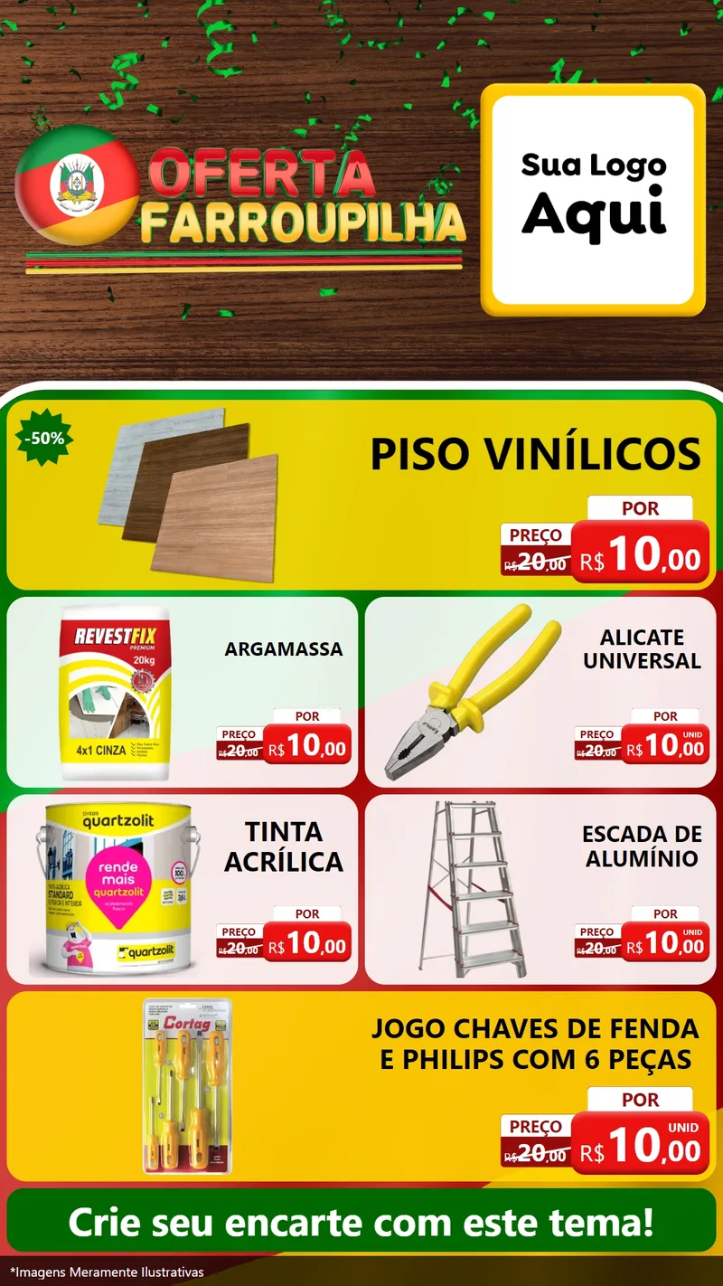 Modelo de TV para TV Vertical com o tema Oferta Farroupilha para Material para Construção