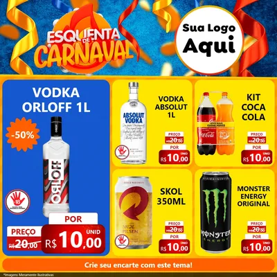 Modelo de Rede Social para Feed Facebook com o tema Esquenta de Carnaval para Distribuidora de bebidas