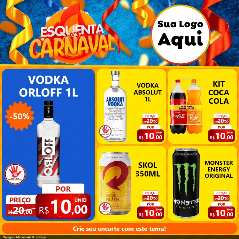Modelo de Rede Social para Feed Facebook com o tema Esquenta de Carnaval para Distribuidora de bebidas