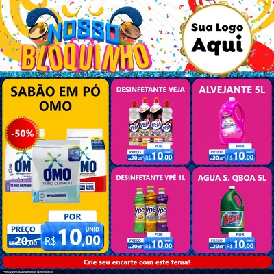 Modelo de Rede Social para Feed Facebook com o tema Nosso Bloquinho para Produtos de Limpeza