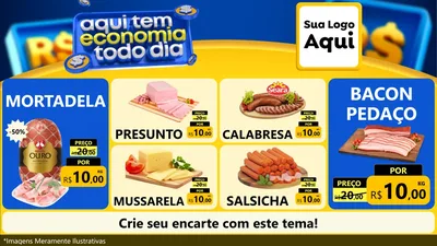 Modelo de TV para TV Horizontal com o tema Aqui Tem Economia Todo Dia para Frios e Laticínios