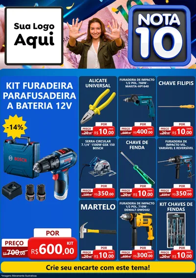 Modelo de Encarte para Encarte A4 Vertical com o tema Nota 10 para Maquinas e Ferramentas