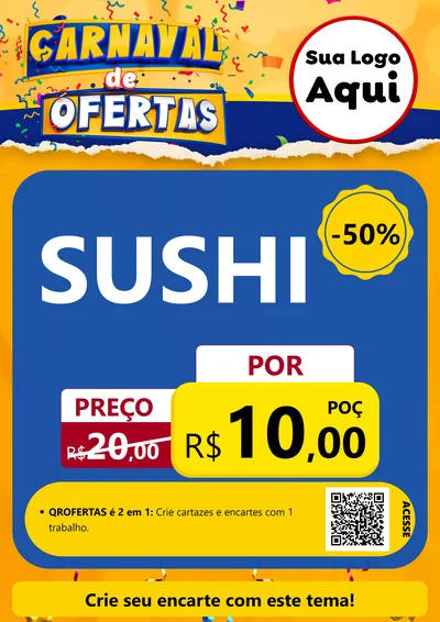 Modelo de Cartaz para Cartaz A4 Vertical com o tema Carnaval de Ofertas para Comida japonesa