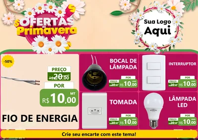 Modelo de Encarte para Encarte A4 Horizontal com o tema Ofertas de Primavera para Materiais Elétricos