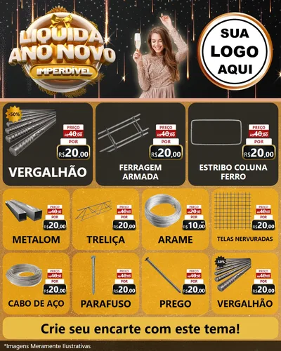 Modelo de Rede Social para Feed Instagram com o tema Liquida Ano Novo Imperdível para Ferragens