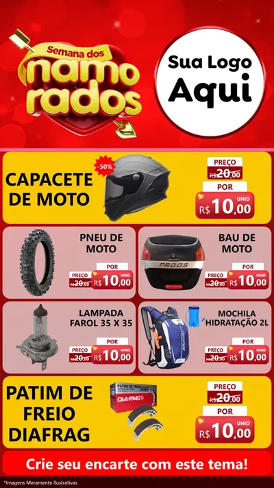 Modelo de TV para TV Vertical com o tema Semana dos namorados para Moto peças
