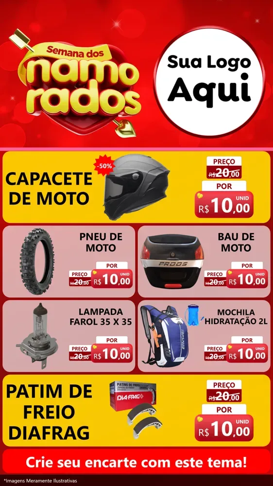 Modelo de TV para TV Vertical com o tema Semana dos namorados para Moto peças