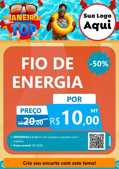 Modelo de Cartaz para Cartaz A4 Vertical com o tema Janeiro Top para Materiais Elétricos