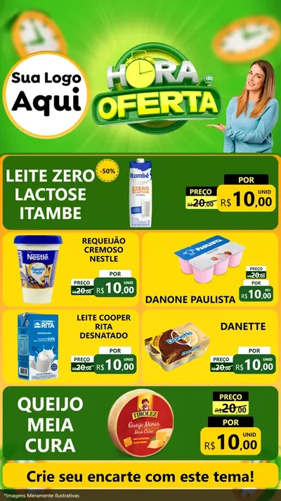 Modelo de TV para TV Vertical com o tema Hora da Oferta para Frios e Laticínios