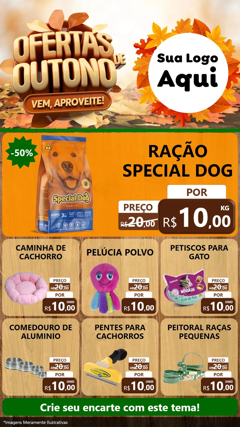 Modelo de Rede Social para Stories com o tema Ofertas de Outono - Vem, Aproveite! para Pet Shop