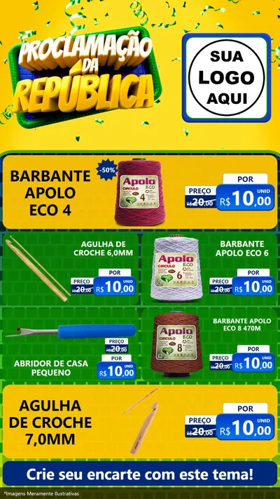 Modelo de TV para TV Vertical com o tema Proclamação da República para Armarinho e Aviamentos