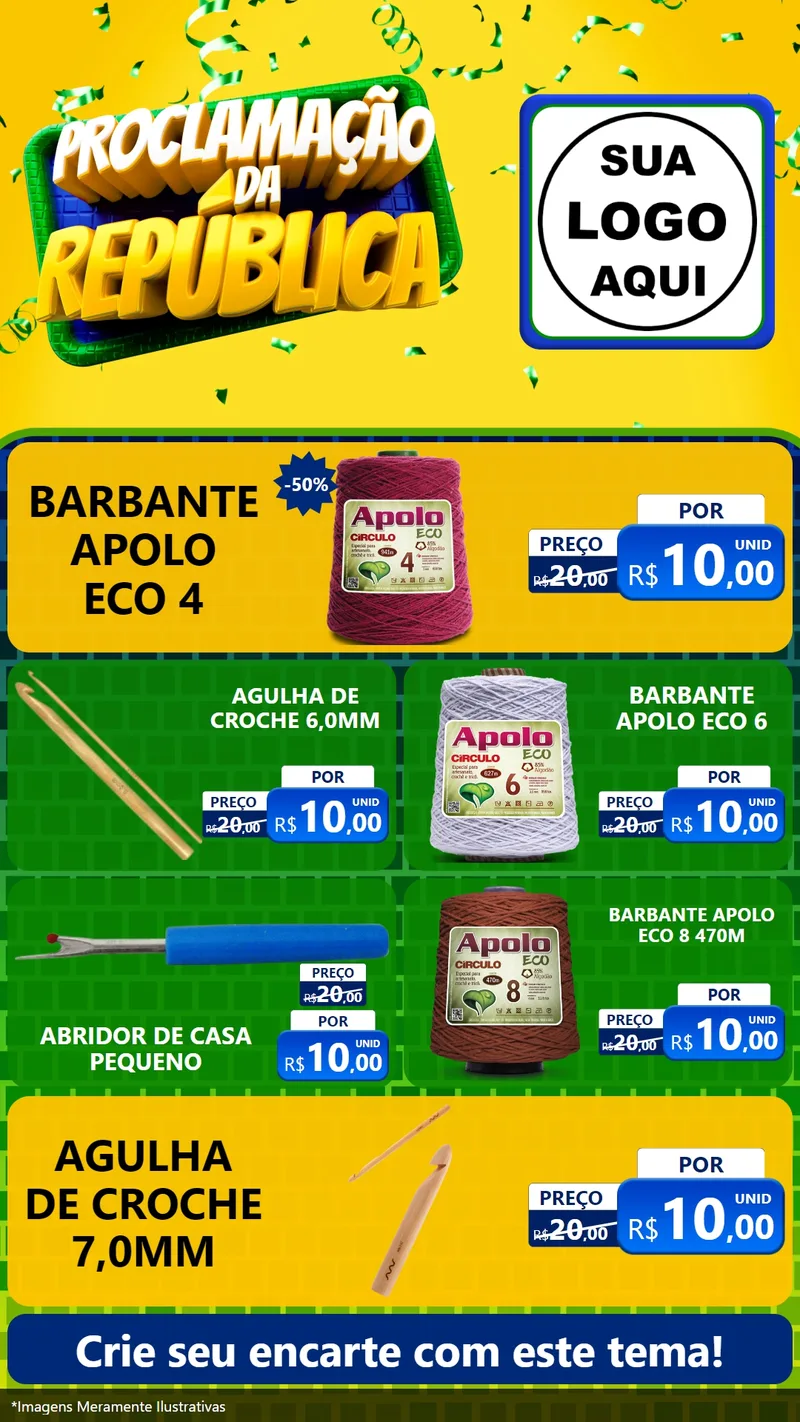 Modelo de TV para TV Vertical com o tema Proclamação da República para Armarinho e Aviamentos