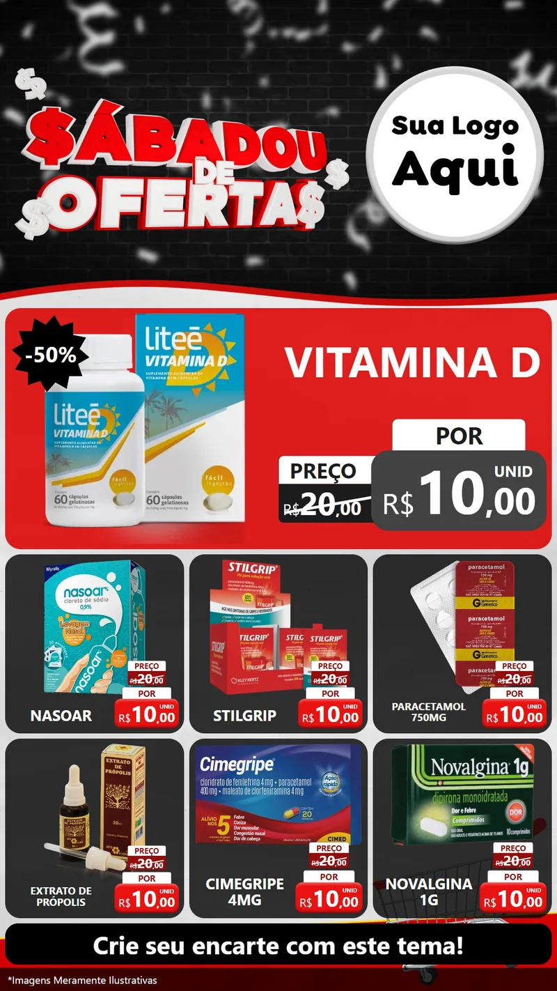 Modelo de Rede Social para Stories com o tema Sabadou de Ofertas para Farmácia