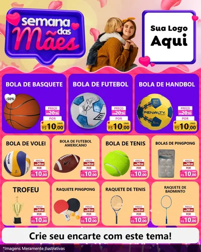 Modelo de Rede Social para Feed Instagram com o tema Semana das Mães para Artigos Esportivos