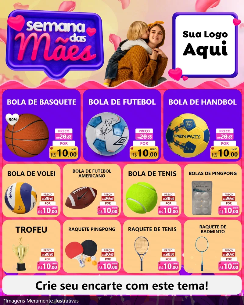 Modelo de Rede Social para Feed Instagram com o tema Semana das Mães para Artigos Esportivos