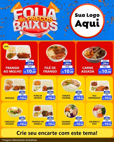 Modelo de Rede Social para Feed Instagram com o tema Folia de Preços Baixos para Restaurante