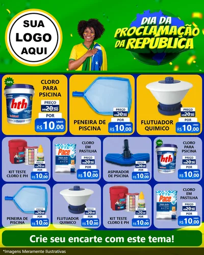 Modelo de Rede Social para Feed Instagram com o tema Dia Da Proclamação Da República para Produtos para Piscina