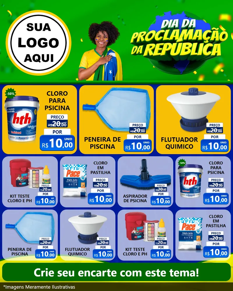 Modelo de Rede Social para Feed Instagram com o tema Dia Da Proclamação Da República para Produtos para Piscina