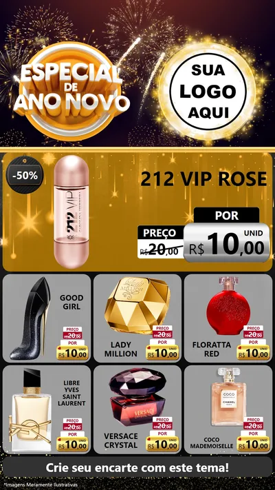 Modelo de Rede Social para Stories com o tema Especial de Ano Novo para Perfumes