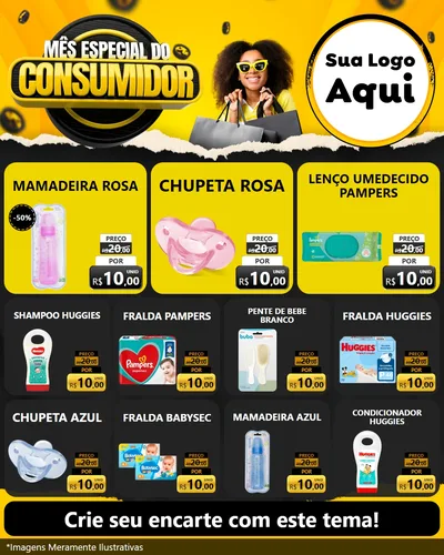 Modelo de Rede Social para Feed Instagram com o tema Mês Especial do Consumidor para Bebês