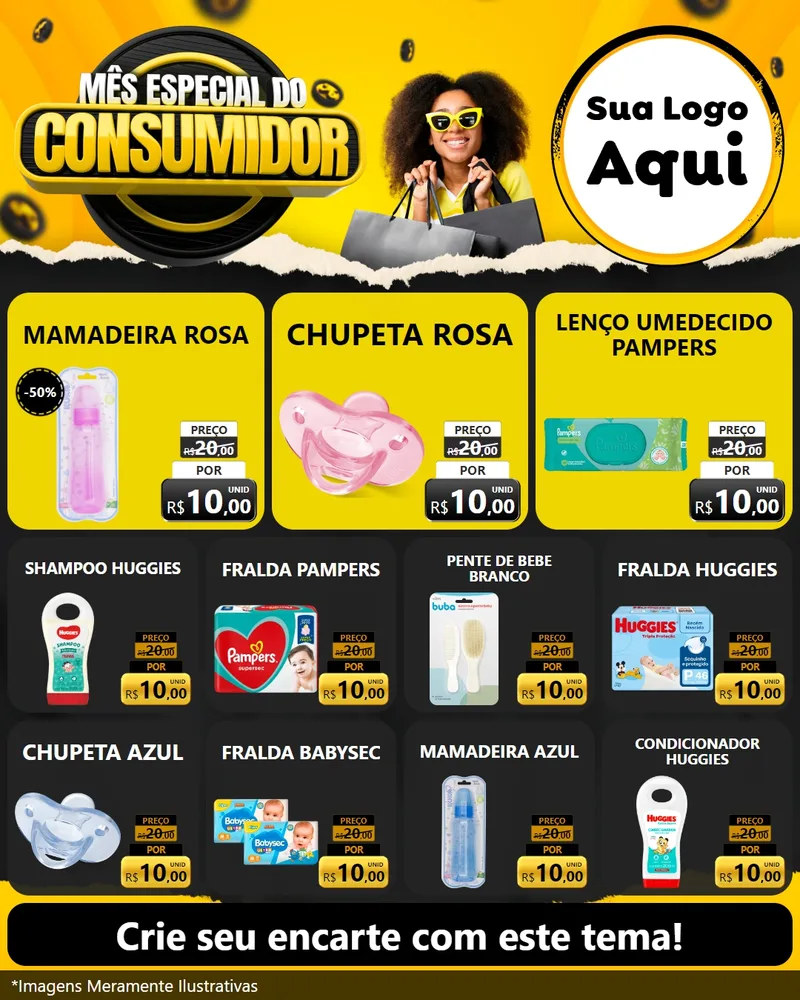 Modelo de Rede Social para Feed Instagram com o tema Mês Especial do Consumidor para Bebês