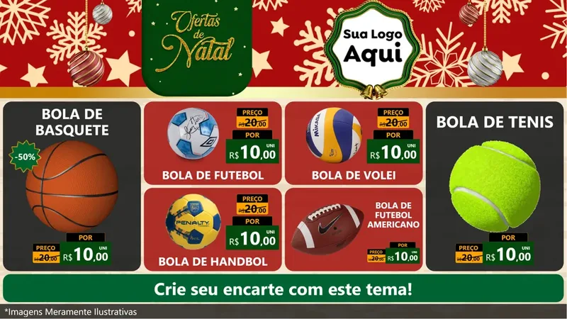Modelo de TV para TV Horizontal com o tema Natal de Ofertas para Artigos Esportivos