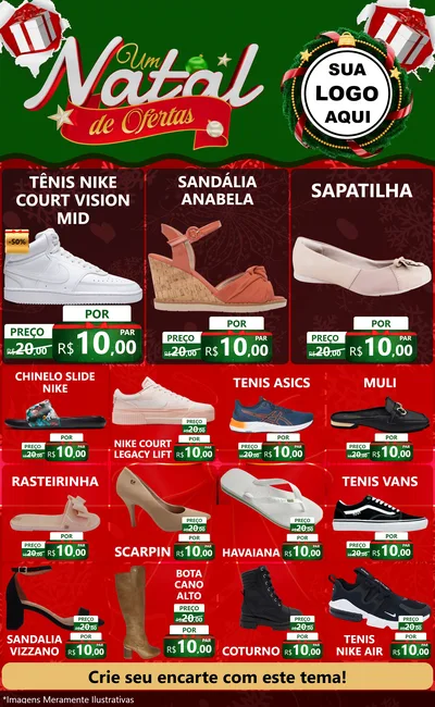 Modelo de Encarte para Encarte Grande com o tema Um Natal de Ofertas para Calçados