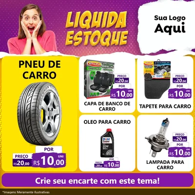 Modelo de Rede Social para Feed Facebook com o tema Liquida estoque para Auto peças